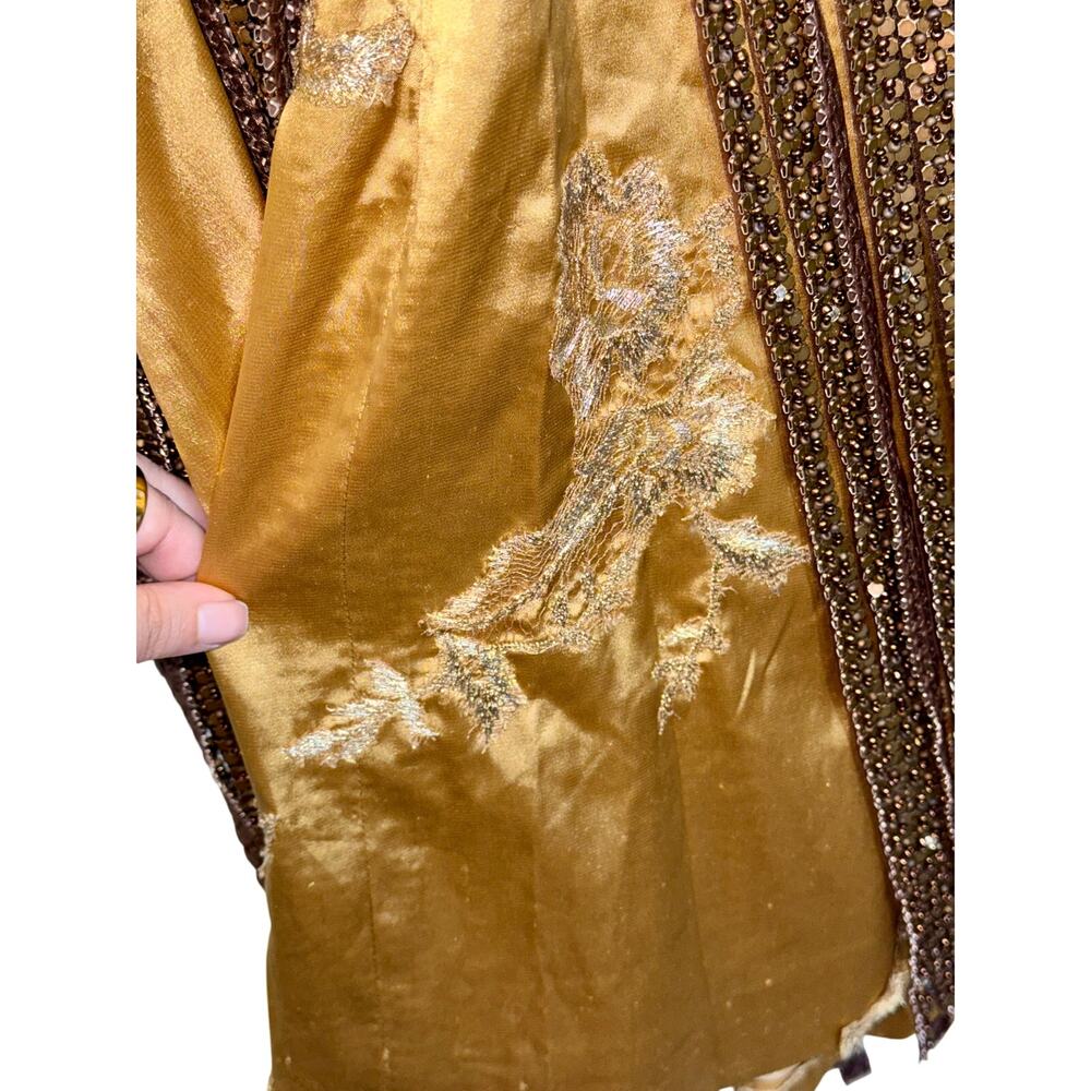 NWT Mandalay Gold Beaded Fringe Studded Sequin Mini Cocktail Party Dress Size 2 - Picture 9 of 13